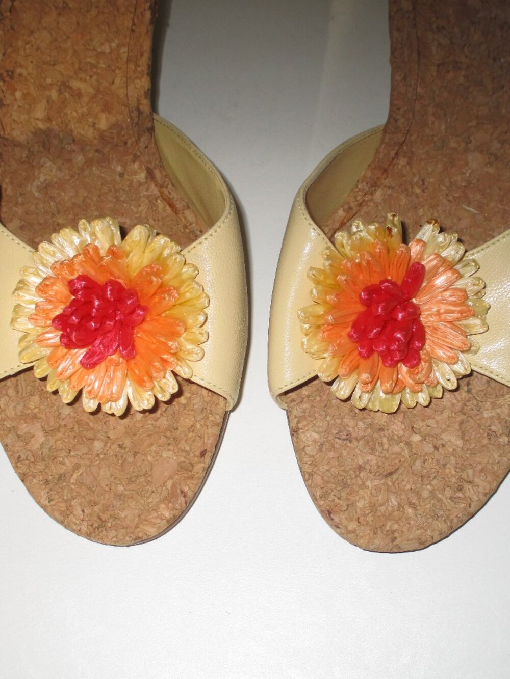 Nina Cream Slide Sandal with Orange-Red Flower Accent - Picture 7 of 8